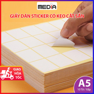 Giấy dán a5 media sticker xấp 10 tờ, giấy in tem dán sticker decal giấy miếng dán decal tomy a5