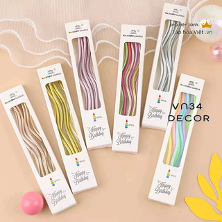 Vỉ 6 cây Nến Xoắn Ốc trang trí bánh kem, nến nhũ xoắn trang trí bánh sinh nhật
