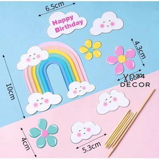 Set hình giấy Cầu vồng trang trí bánh kem, vòm cầu vồng trang trang trí bánh