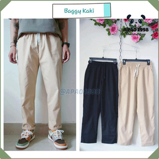 Quần baggy kaki nam, quần dài kaki ống suông đứng form lưng chun.