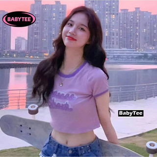 Áo Croptop Tay Ngắn Cổ Tròn BANANA Shark Chất Thun Borip Kiểu Sexy Nữ CR162, Áo Thun Phối Viền Ôm Body In Hoạ Tiết BABYT