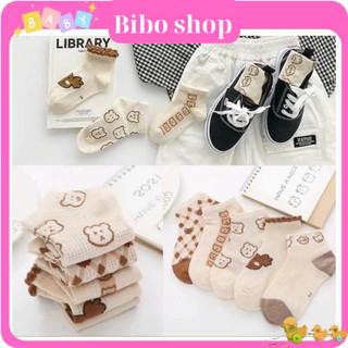 Sét 5 đôi tất vớ lưới hình gấu nâu cho bé sơ sinh