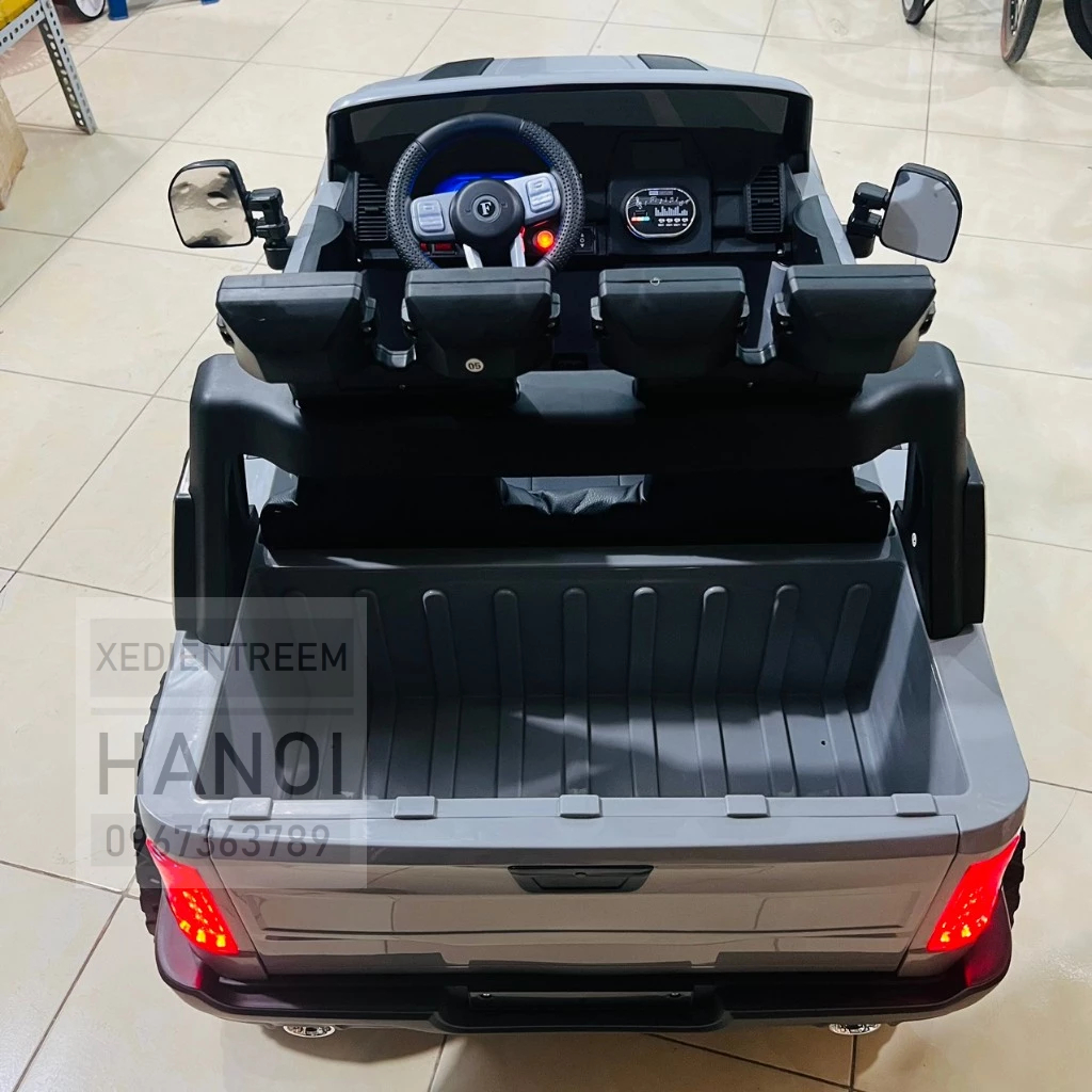 Ô Tô Điện FORD RAPTOR Bán Tải Địa Hình Bánh Cao Su Ghế Da, 2 Chỗ 4 Động Cơ Tải Trọng 80KG