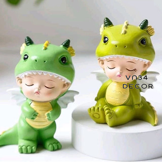 Bé Khủng Long trang trí bánh kem, bé ngủ khủng long nhí