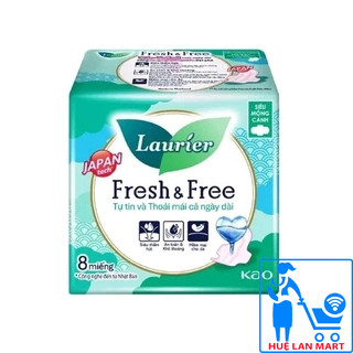 Băng Vệ Sinh Laurier Fresh & Free Siêu Mỏng Cánh Gói 8/20 Miếng (Siêu thấm tối đa - Lan da êm ái)