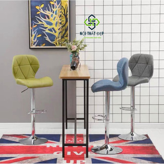 Loại 1 ghế xoay quầy bar nệm vải qb-321v, có nâng hạ chiều cao
