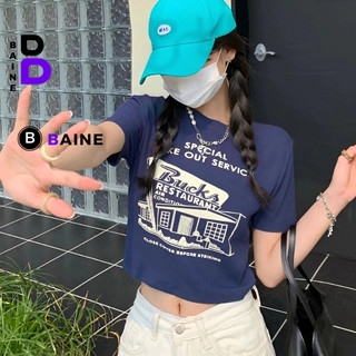 Áo Croptop Ôm Body Tay Ngắn Cổ Tròn BUCKS Đẹp Sexy Nữ, Áo Thun Chất Borip Kiểu In Họa Tiết Thời Trang Hàn Quốc BA