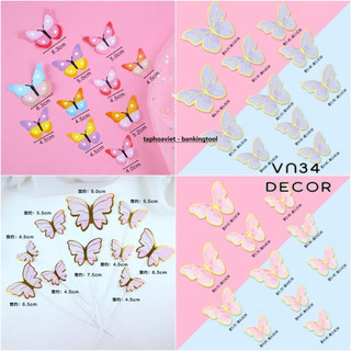 Vỉ Bướm Giấy trang trí bánh kem, trang trí bánh sinh nhật
