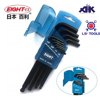 Bộ lục giác hệ inch EIGHT nhật 016-13ZD gồm 13 cỡ từ 0.05 inch đến 3/8 inch - Made in Japan