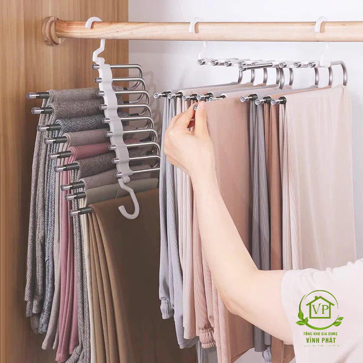 Móc Treo Quần Áo Gấp Gọn Nhiều Tầng Xoay Ngang, Dọc Chất Liệu Inox - Móc Phơi Treo Quần Áo Đa Năng 88449