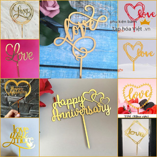 Hình cắm Meka chữ Love trang trí bánh sinh nhật, Mica chữ Love you