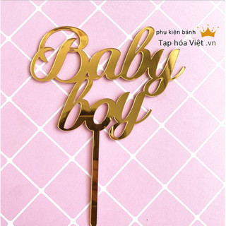 Hình cắm Meka chữ Baby Boy trang trí bánh sinh nhật, Mica trang trí