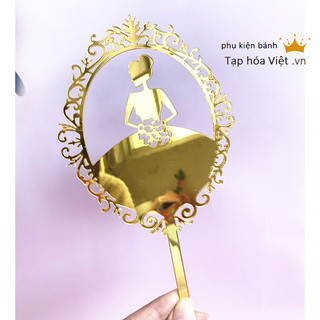 Hình cắm Meka Gương Cô Gái trang trí bánh sinh nhật, Mica cô dâu