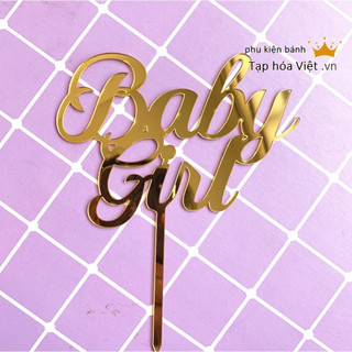 Hình cắm Meka chữ Baby Girl trang trí bánh sinh nhật, Mica trang trí