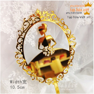 [Cỡ To] Túi 10 Meka Cô gái Gương trang trí bánh sinh nhật, Mica cắm bánh sinh nhật