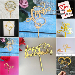[Cỡ To] Túi 10 Meka chữ Love trang trí bánh sinh nhật, Mica cắm bánh sinh nhật