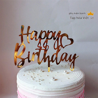 [Cỡ To] Túi 10 Meka Tim HBD trang trí bánh sinh nhật, Mica cắm bánh sinh nhật
