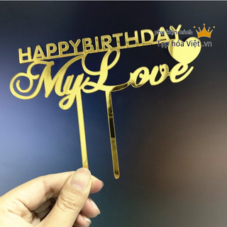 [Cỡ To] Túi 10 Meka My Love trang trí bánh sinh nhật, Mica cắm bánh kem