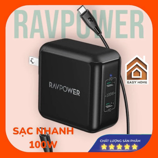 Củ sạc nhanh ravpower pd pioneer rp-pc151 - pd 100w - 02 cổng type c. sạc nhanh pd