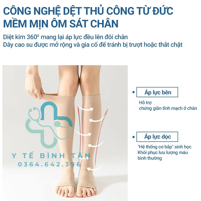 Vớ y khoa BEAME, tất giãn tĩnh mạch chân hỗ trợ chống suy giãn tĩnh mạch