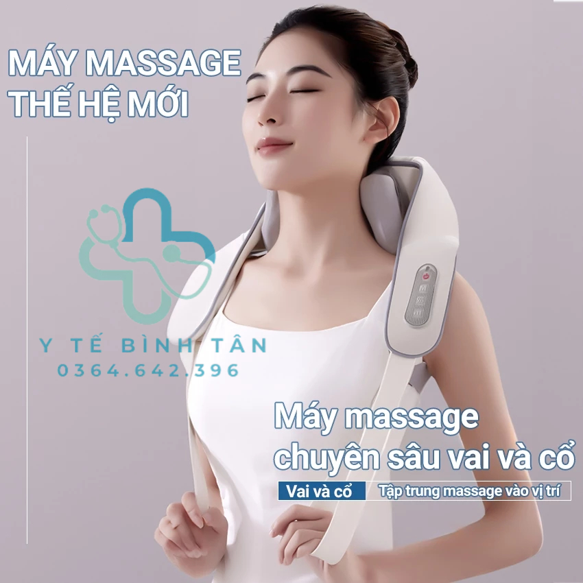 Máy massage cổ vai gáy GH-818, đai massage cổ có tay cầm mô phỏng bàn tay