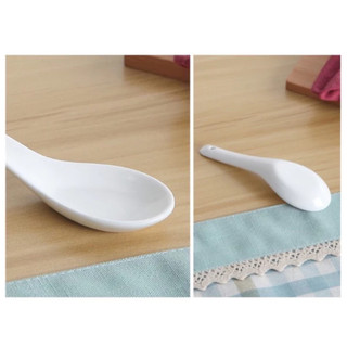 Set 10 muỗng sứ trắng 12,5cm - tráng men sứ cao cấp - muỗng canh, muỗng sup - thìa sứ