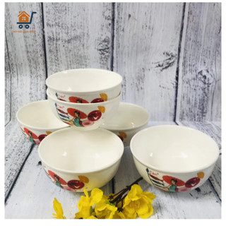 Xả Rẻ - Bộ 6 Chén Sứ Tráng Men Hoạ Tiết Ngẫu Nhiên - Chén Cơm Khum Men Đẹp