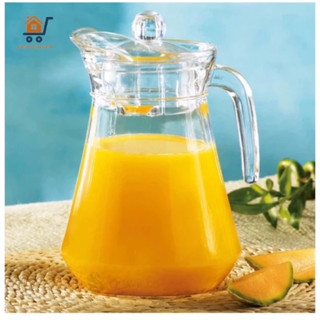 Bình Đựng Nước Thuỷ Tinh 1,3L Tròn Đáy Rộng, Có Tay Cầm, Bình Đựng Nước Thuỷ Tinh Trong Suốt Cao Cấp