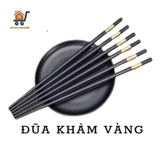 Bộ 10 Đôi Đũa Mạ Vàng - Đũa Hợp Kim Chống Mốc Hàn Quốc - Chống Trơn