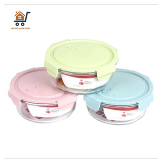 Hộp Thuỷ Tinh Tròn 620ml - Chịu Nhiệt, Nắp Chống Tràn - Có Lỗ Thoát Hơi - Đựng Cơm, Đựng Thực Phẩm
