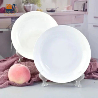 Bộ 2 dĩa sứ trắng 9inch / 8inch - đĩa sứ sâu lòng - dĩa sứ tráng men cao cấp - trắng trơn