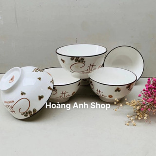 Bộ 6 chén, 10 chén sứ cotton havest season, chén cơm 11,5cm, chén chè - họa tiết hoa hải đường