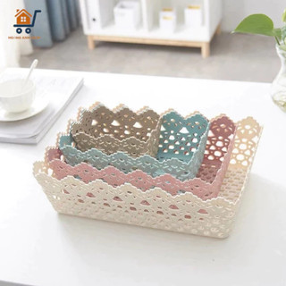Rổ nhựa giả đan mây - rổ nhựa, khay nhựa đựng đồ đa năng màu pastel