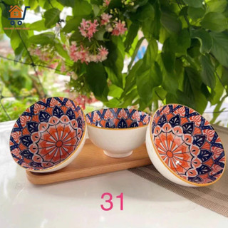 Bộ 6 Chén, 10 Chén Sứ Họa Tiết Thổ Cẩm - Bát Sứ Vân Tổ Ong Hoa Văn Bắt Mắt