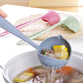 Vá Múc Canh, Ăn Lẩu Nhựa Lúa Mạch 2 Trong 1 Có Lỗ Vớt Thức Ăn Lọc Nước -  Muôi Nhựa Thông Minh 2in1