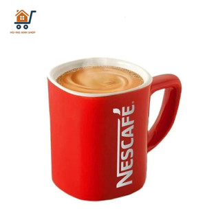 Ly sứ có quai nescafe màu đỏ - ly uống cafe sứ tráng men cao cấp
