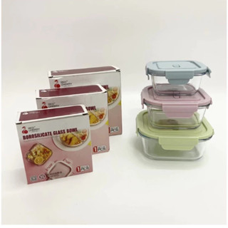 Hộp Thuỷ Tinh Chữ Nhật 1 Ngăn Vuông 320ml, 520ml, 800ml - Chịu Nhiệt Chống Tràn - Mang Cơm - Hộp Đựng Thực Phẩm