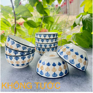 Bộ 6, bộ 10 chén cơm 11,5 cm, chén chè 9cm họa tiết khổng tước, bát sứ chén sứ decor xinh xắn
