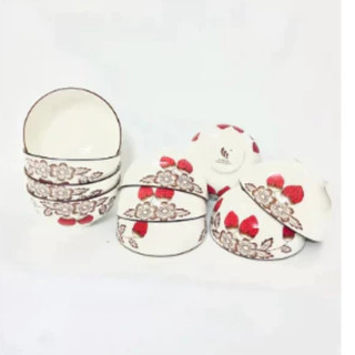 Bộ 6, bộ 10 chén sứ hoạ tiết dâu tây a90 đường kính 11,5cm cao cấp, bát sứ ăn cơm tráng men cao cấp
