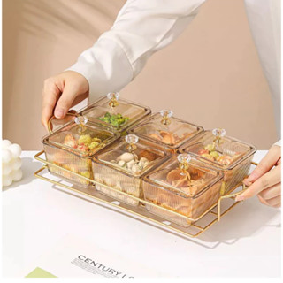 Khay Đựng Mứt Tết Nhựa 4 Ngăn, 6 Ngăn Vân Sọc Đựng Bánh Kẹo, Mứt Tết, Hạt Dưa Sang Trọng