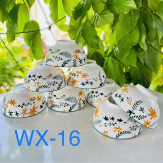 Bộ 6 chén, 10 chén sứ hoạ tiết 4d hoa lá wx-16 đường kính 11,5cm , bát sứ ăn cơm tráng men cao cấp