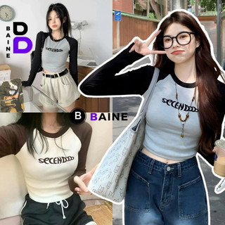 Áo Croptop Ôm Body TAY DÀI SECEN DOOO Đẹp Sexy Nữ, Áo Thun Raglan Chất Borip Kiểu In Họa Tiết BAINE