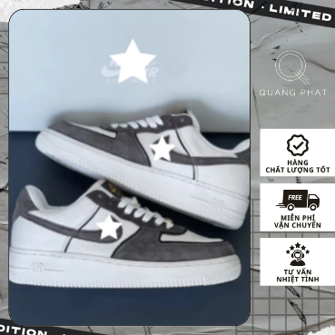 Giày Thể Thao AF1 Sneaker Xám Lông Chuột Đế AlR Full Bản Nam Nữ