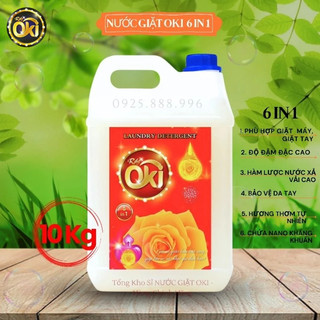 [CAN 10KG (ĐỎ) GIẶT TAY + GIẶT MÁY] Nước Giặt Xả Oki 6in1 Chính Hãng Đậm Đặc Lưu Hương Dài Lâu Mùi hương nước hoa Comfor