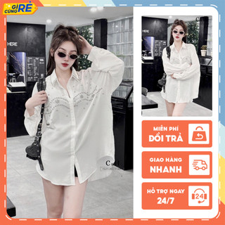 Áo Sơ Mi trắng nữ dài tay Đính Đá Tiểu Thư Sang Chảnh Áo sơmi dáng rộng C&H Clothing