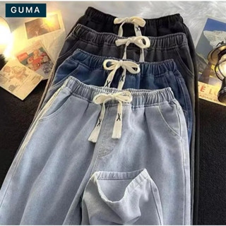 Quần Jean Ống Rộng Suông Cạp Cao GUMA Ôm Eo Cực Tôn Dáng .Quần vải bò jean Phong Cách Retro Ulzzang.