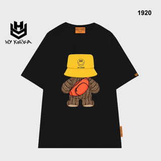 Áo thun unisex HY KOREA Gấu Len 1920 tay lỡ form rộng dễ thương