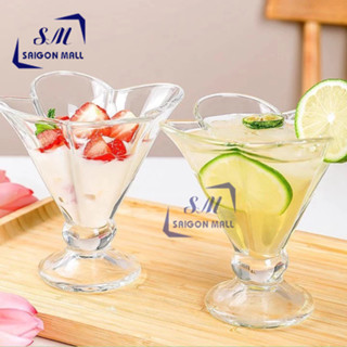 Hộp 6 ly thủy tinh đựng kem miệng loe 180ml / ly cocktail cực xinh KB055 / 6 ly kem