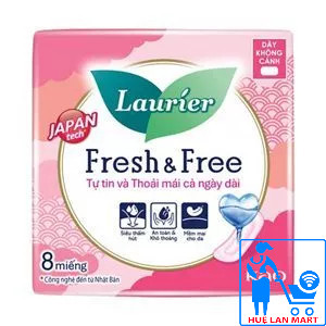 Băng Vệ Sinh Laurier Fresh & Free Dày Không Cánh Gói 8 Miếng