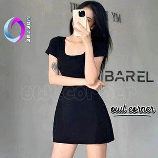 (XẢ HÀNG) Đầm Tay Ngắn CỔ VUÔNG DÁNG XÒE Chữ A Nữ Chất Thun Gân, Váy Dáng Ngắn Kiểu Gợi Cảm Sexy OWL CORNER